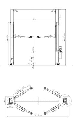 1820mm 4 elevadores automotivos do cargo do assoalho 2 do espaço livre de Ton Car Lifting Machine With