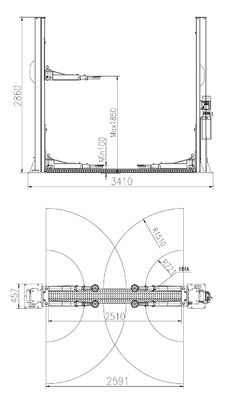 O elevador hidráulico do cargo do projeto 4T 2 do pórtico conecta no baixo teto do elevador inferior do carro