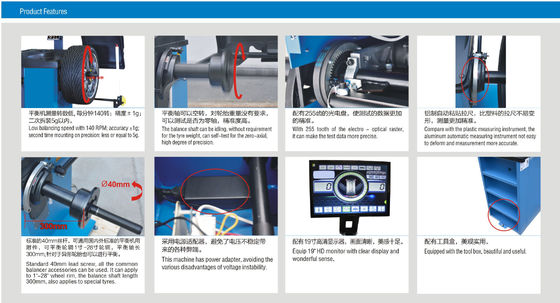140RPM 19 o equilibrador de roda do carro da polegada HD LCD/cansa o equipamento de equilíbrio