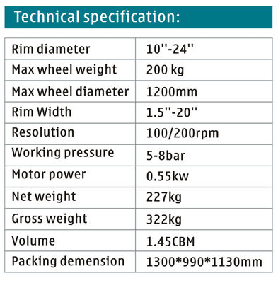 Equilibrador de equilíbrio 100 do pneu do caminhão do CE da máquina da roda do caminhão da exposição de diodo emissor de luz/200rpm